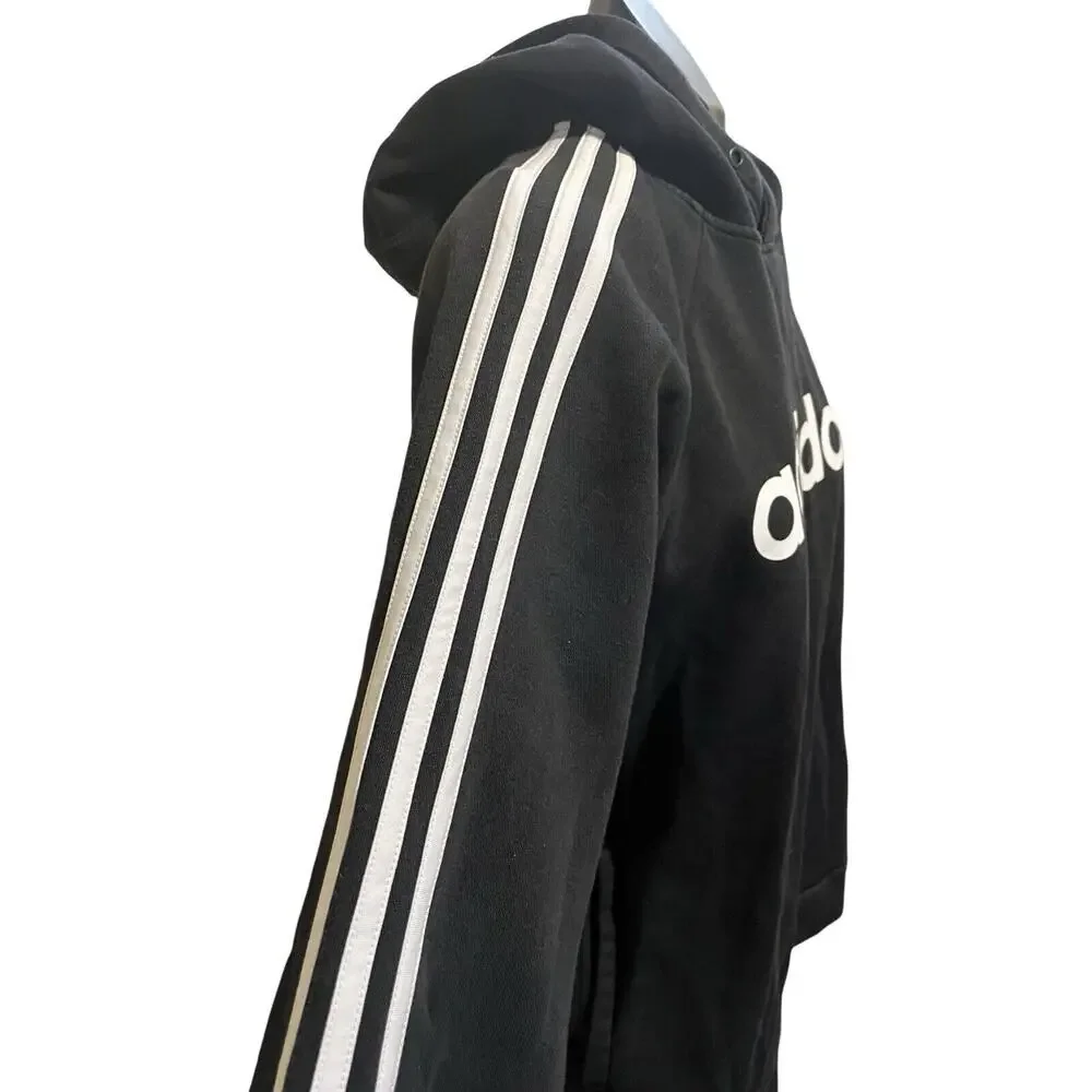 Adidas Black Pullover Hoodie with Logo - Medium